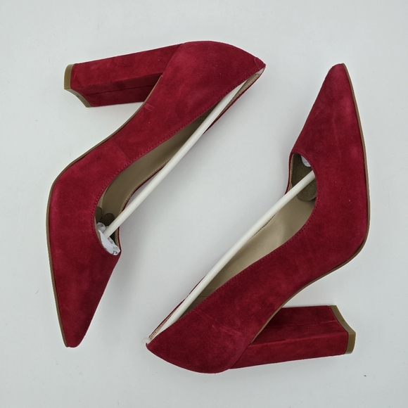 NWOT Marc Fisher LTD Abilene Block Heel Pointy Toe Pumps, Medium Red Suede, 6.5M - Picture 11 of 14